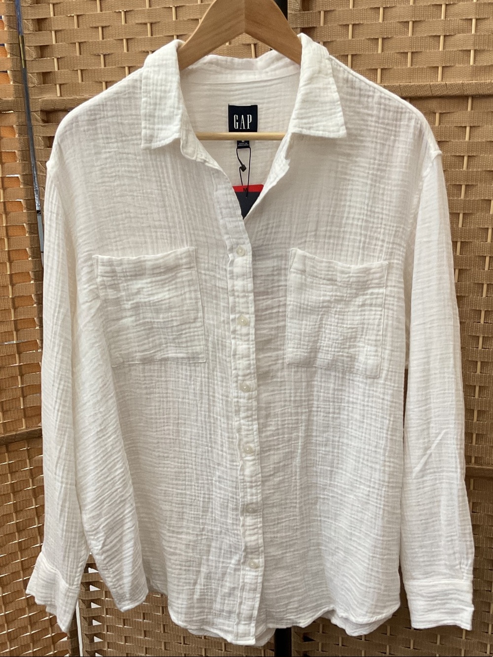 GAP Women’s White Cotton Gauze Button-Down Shirt